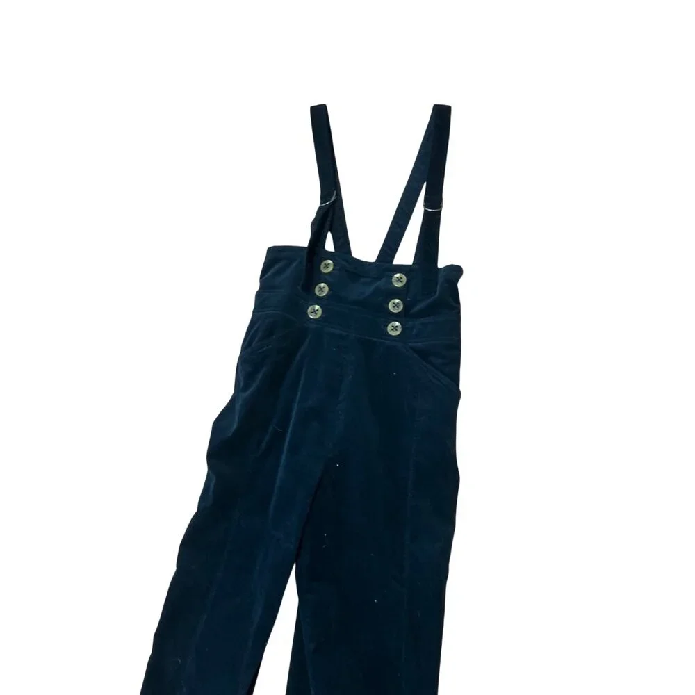 Anthropologie Buttoned Pinafore Corduroy Jumpsuit Overalls Size 10 Black - Picture 6 of 7